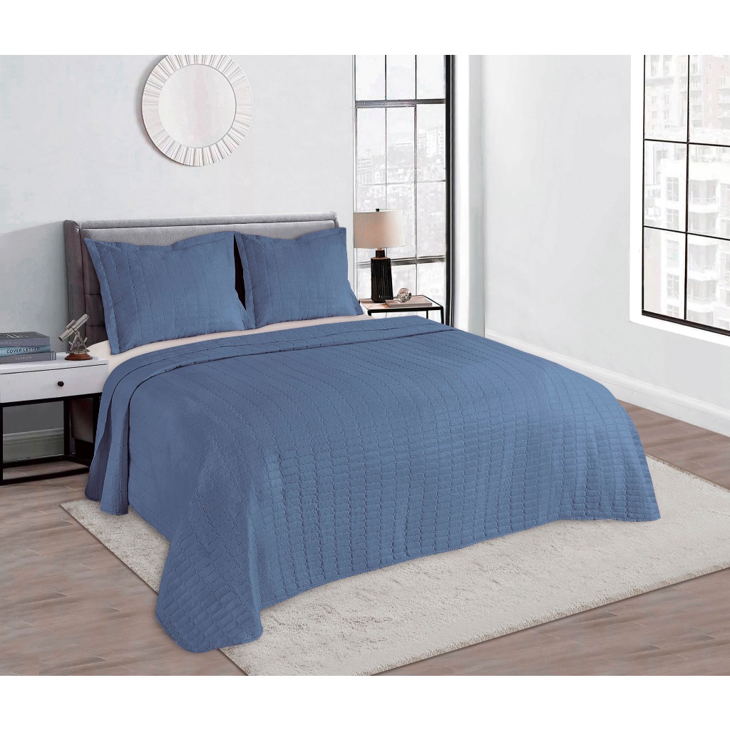 Colcha Cobre Leito Casal Matelassê Camesa Galeria 220x240cm Casal Padrão Dupla Face 3 Peças Bouti