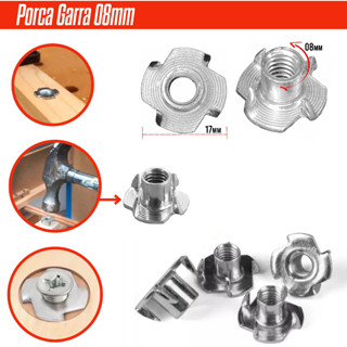Kit C/ 5/10/15/20 Unidades Porca Garra 1/4 Zincada Para Madeira em Oferta na Shopee