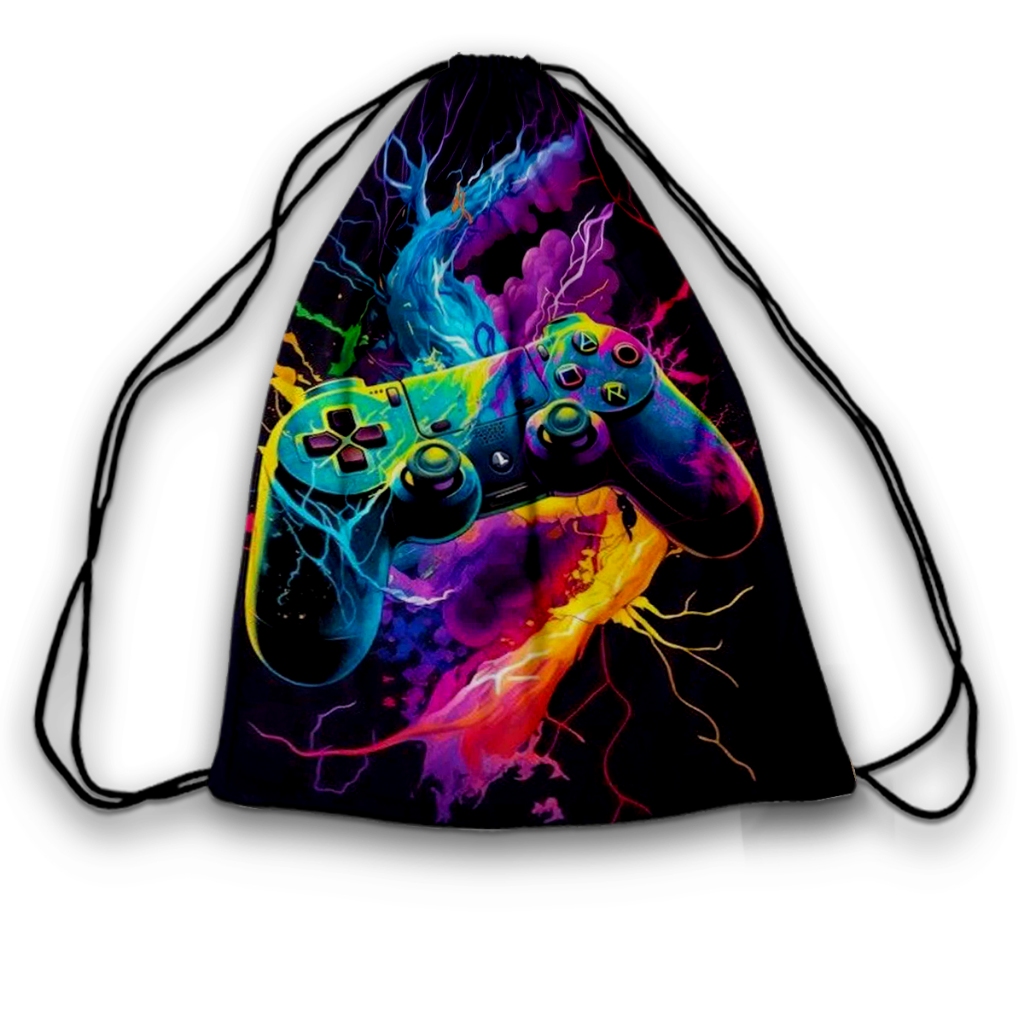 Mochilinha Game Neon Colorido (ENVIO RÁPIDO) -Sacolinha Lembrancinha Aniversário Festa Infantil
