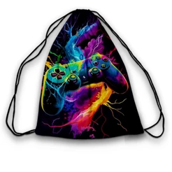 Mochilinha Game Neon Colorido (ENVIO RÁPIDO) -Sacolinha Lembrancinha Aniversário Festa Infantil