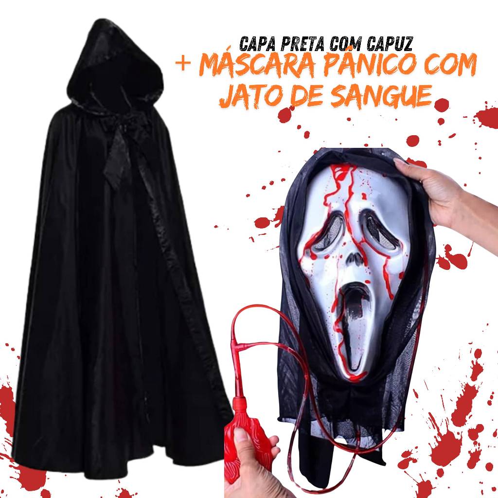 Capa Preta com Capuz Adulto- Morte Vampiro Drácula Bruxa- Festa Fantasia Cosplay Carnaval Halloween