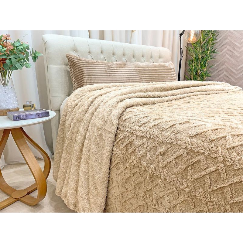 Cobertor Manta Cobre Leito Aconchego Imperial  Queem  2,40 x 2,60 com fronha em Oferta na Shopee