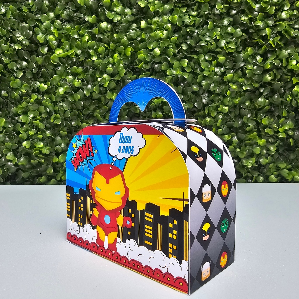 Caixa Maletinha HERÓIS VINGADORES - Personalizados - Festa infantil - Aniversário - Lembrancinha