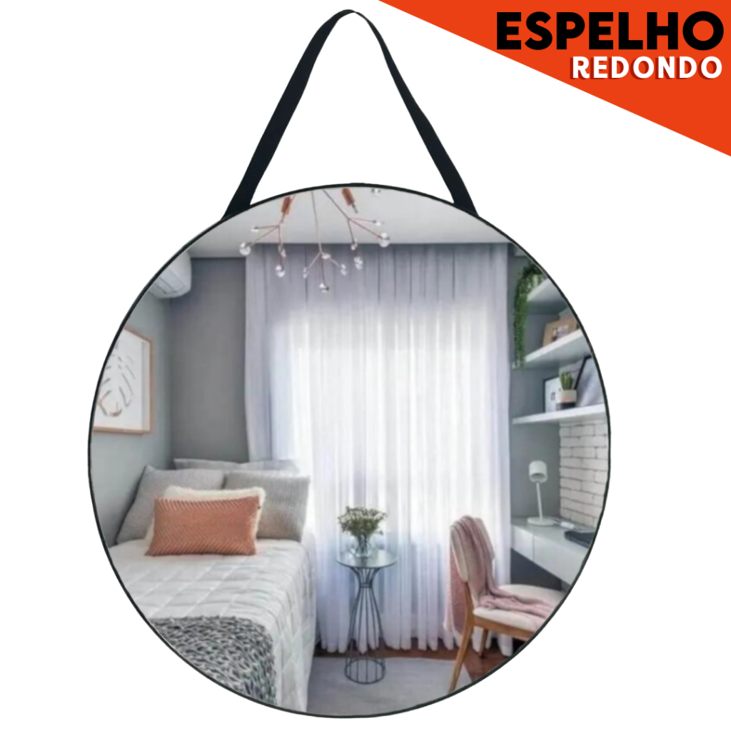 Espelho Redondo Adnet Decorativo 60 cm Com Suporte - UMK