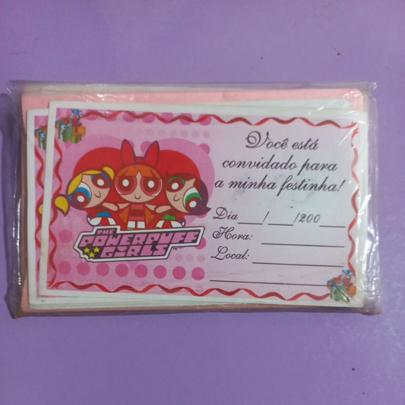 10 convites temáticos + 10 envelopes para festa aniversário infantil tema MENINAS SUPER PODEROSAS