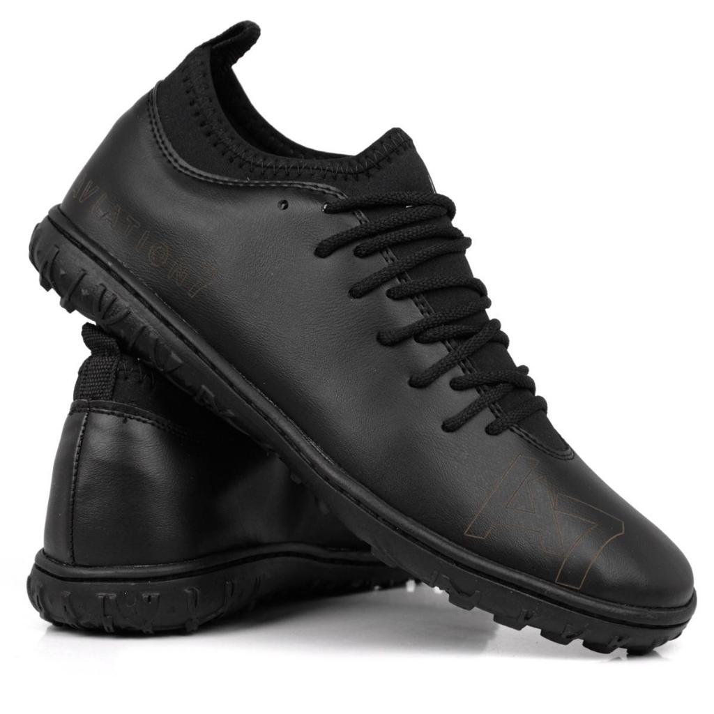 Chuteira Society Adulto Tênis Botinha Black A7 Futsal Salão Tamanhos 44 45 46 47 48