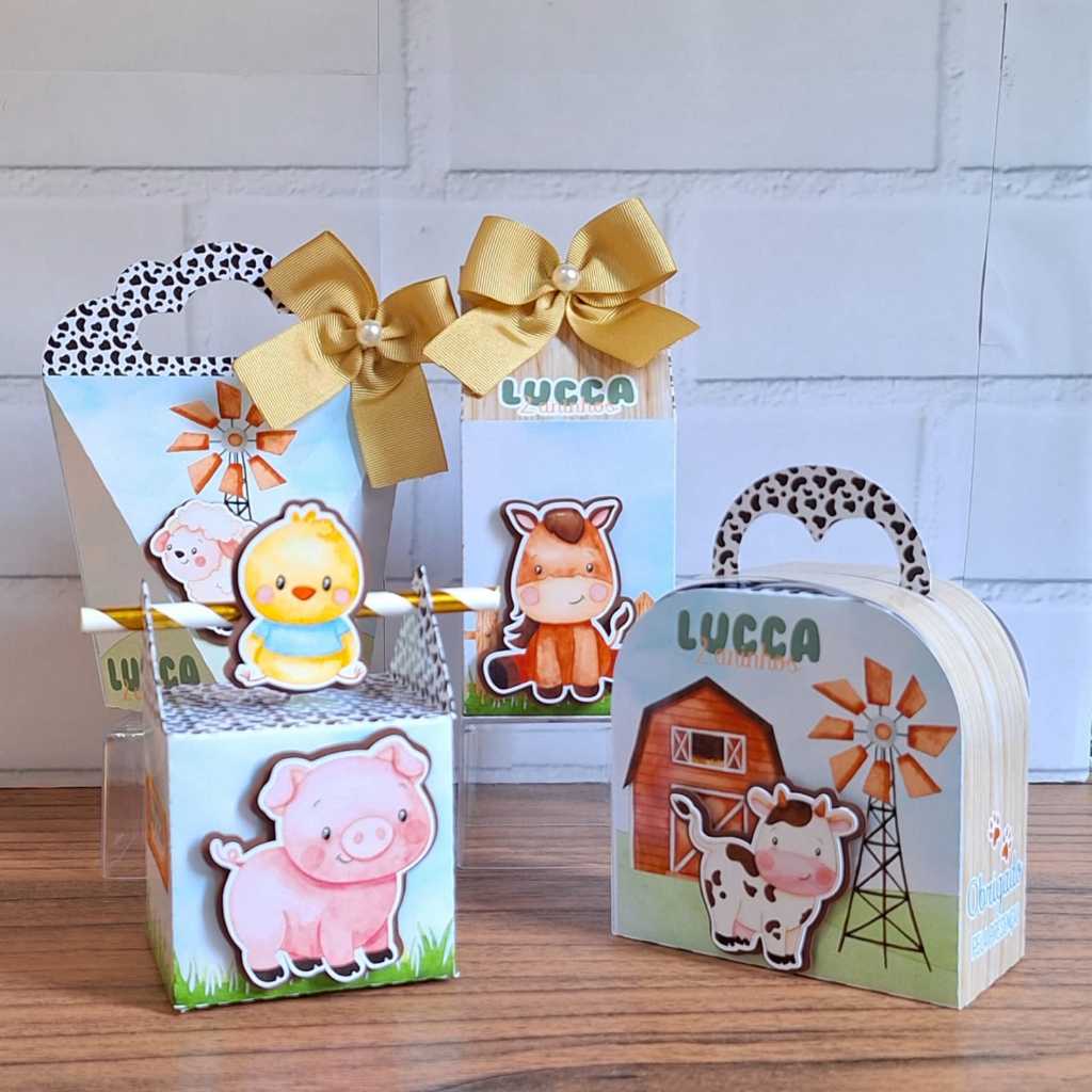 Fazendinha / Kit PEGUE E MONTE Caixas Personalizada FAZENDINHA / Mimos / Festas / Lembrancinhas NÃO ACOMPANHA TAG 3D
