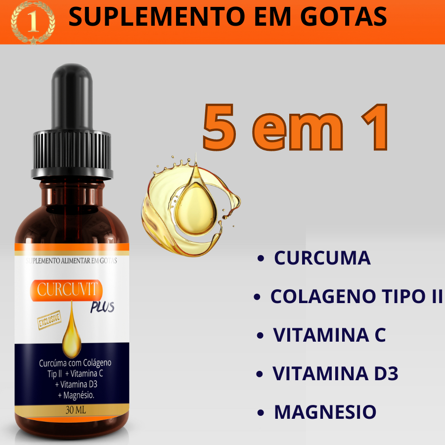 CURCUVIT PLUS curcuma colageno tipo ll vitamina c magnesio vitamina d3 suplemento em gotas curcuvit plus original em Oferta na Shopee