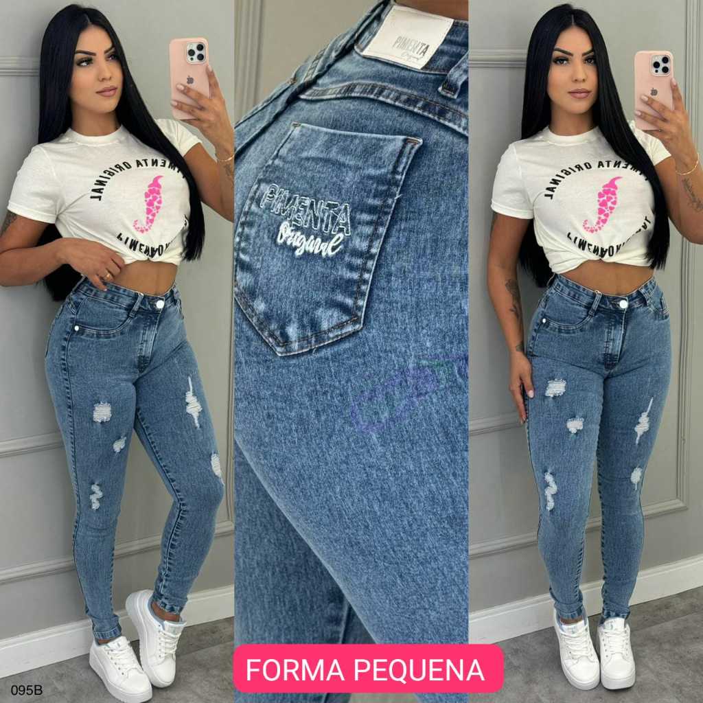 Linda Calça Jeans Feminina Sal E Pimenta Qualidade Premium em Oferta na Shopee