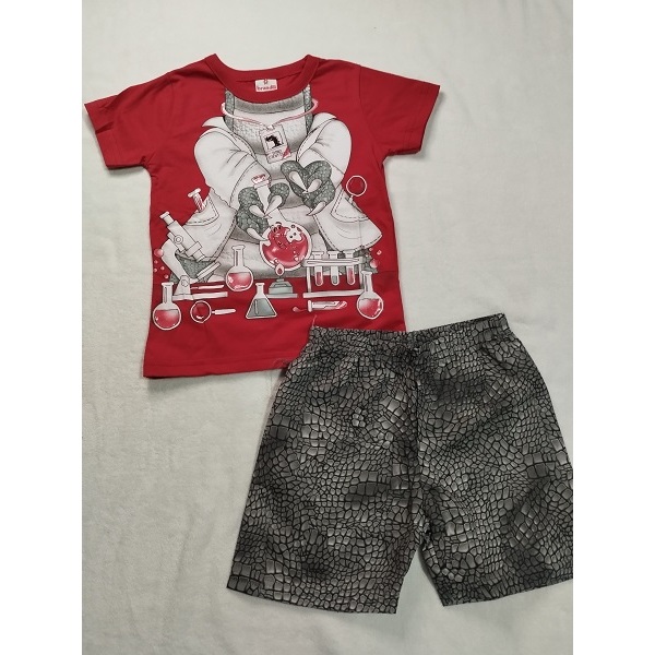 Conjunto Infantil Masculino Brandili: Camiseta em Algodão e Bermuda em microfibra tamanho 2