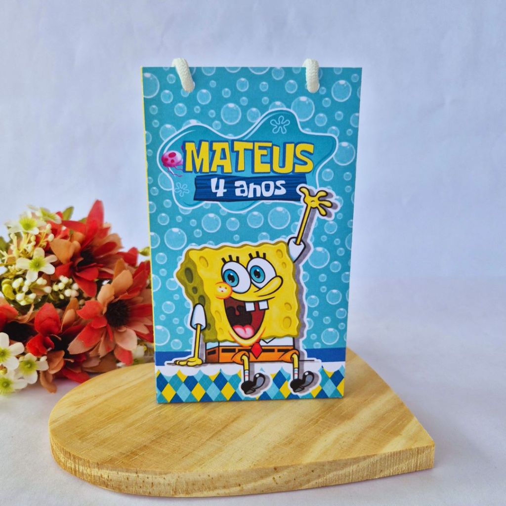 Sacolinhas para Lembrancinha/ Sacola Personalizada Lembrancinhas/Sacolinha Personalizada/Bob Esponja