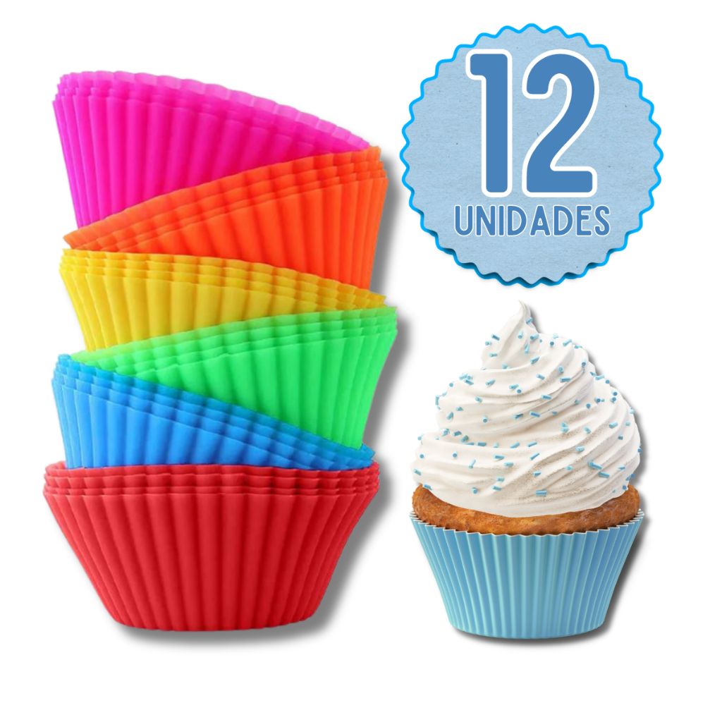 Forminha De Silicone Forma Assadeira Cupcake Mini Bolo Muffin 12 Unidades em Oferta na Shopee