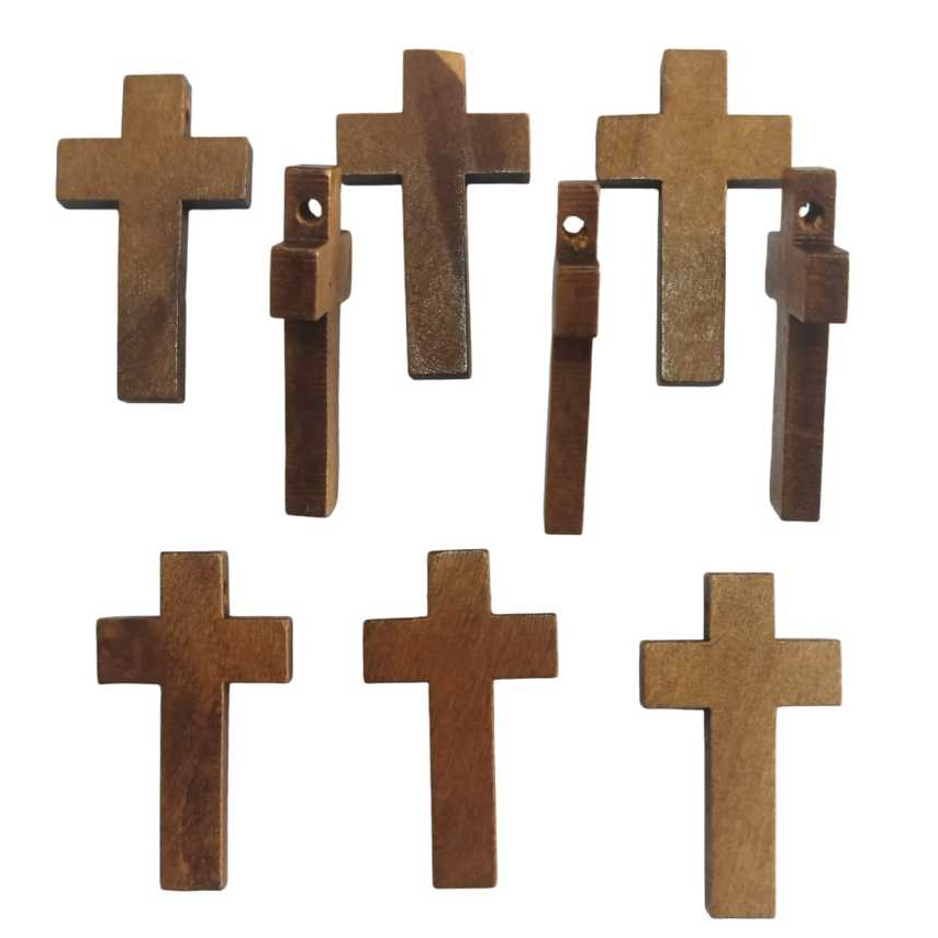CRUZ DE MADEIRA 25 x 40 mm -12 UNIDADES- COM FURO PASSANTE. em Oferta na Shopee