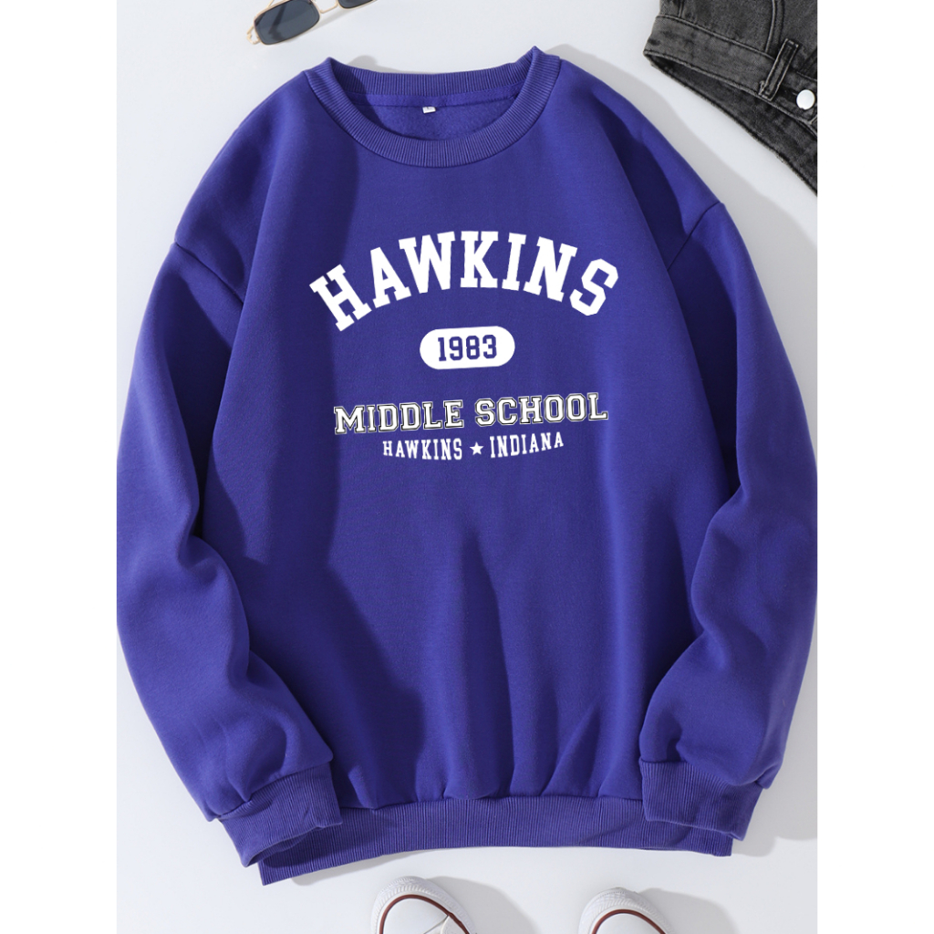 Moletom Careca Blusa Hawkins Moletom Americano EUA P ao XG Coloridos Animado Art Moletom Careca Desenho Casaco de Frio