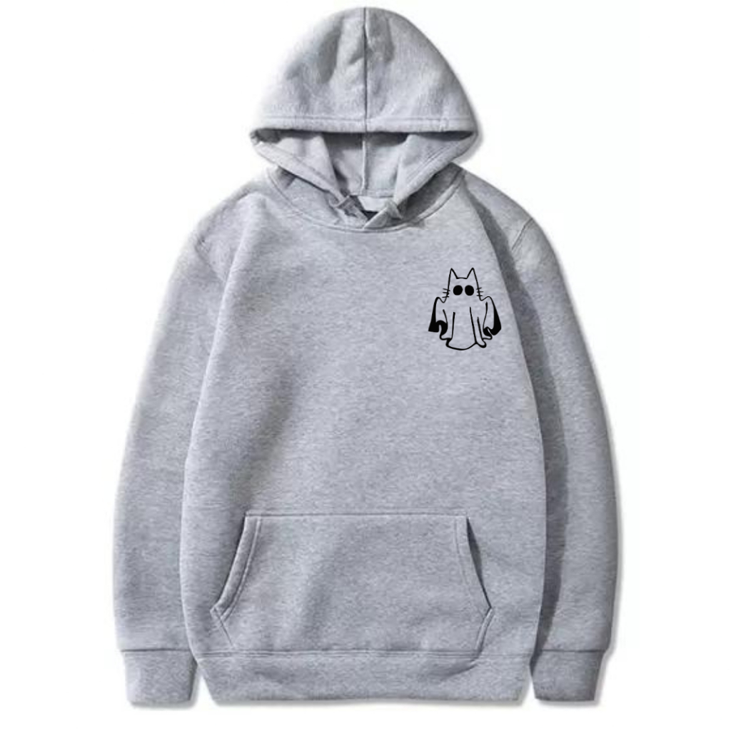 Moletom Canguru Cat Fantasma Streetwear Desenho Anime Geek Premium Canguru e Careca Unissex Com Capuz e Cordão Algodão