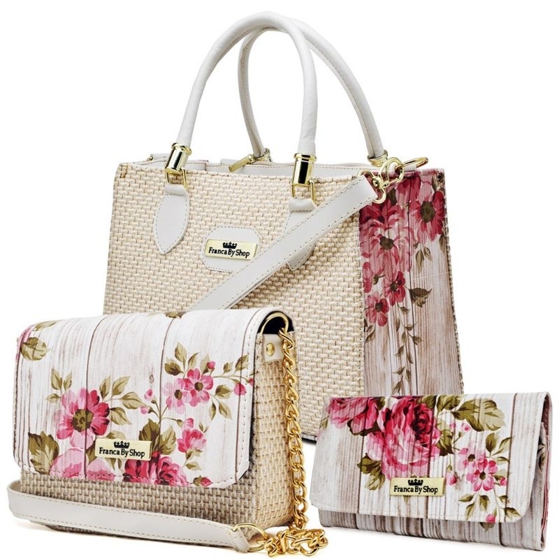 Kit Bolsa Feminina Lorena Luxo Elegante Lançamento 3 Peças