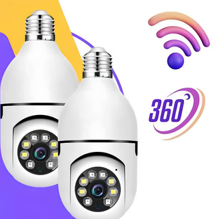 KIT Câmera wifi ip sem fio giratória 360 com encaixe lampada bocal rosca ptz full HD visã…