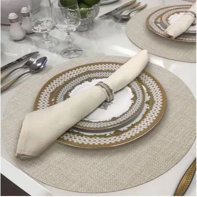 4 Jogo Americano Redondo  Areia Kit com 4 unidades- Impermeável Pvc