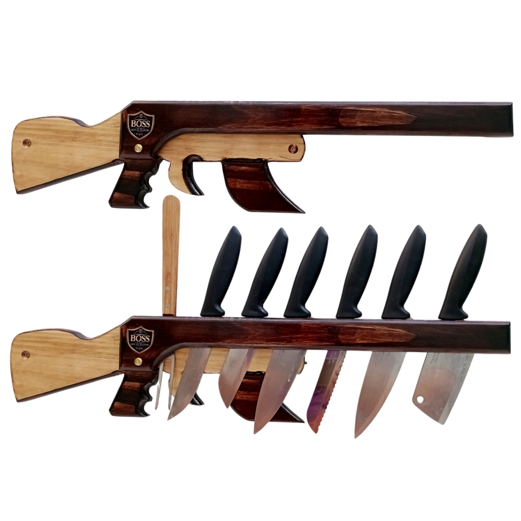 Suporte de Facas Cepo em Madeira de Respeito total ao Lar AK-47