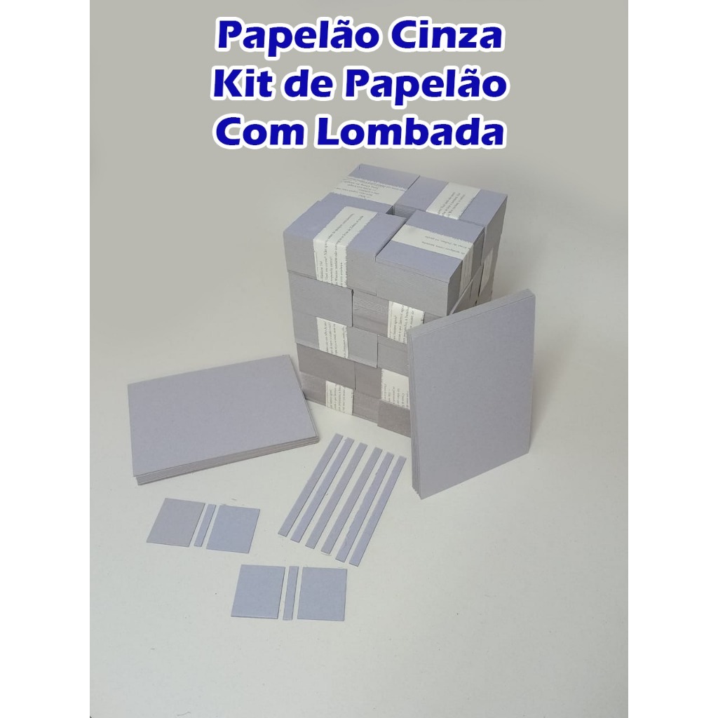 Kit de papelão cinza ou Parana com 100 peças  no formato 8,0 x 11,0 cm e mais 50 pçs de lombada no formato 8,0 x 1,0 cm em Oferta na Shopee