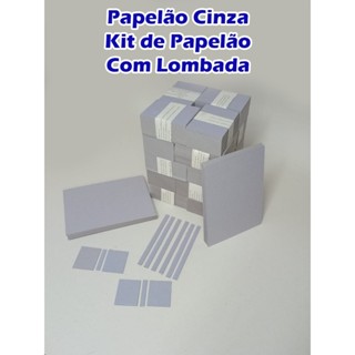 Kit de papelão cinza com 100 peças no formato 8,0 x 11,0 cm e mais 50 peças de lombada no formato 8,0 x 1,0 cm em Oferta na Shopee