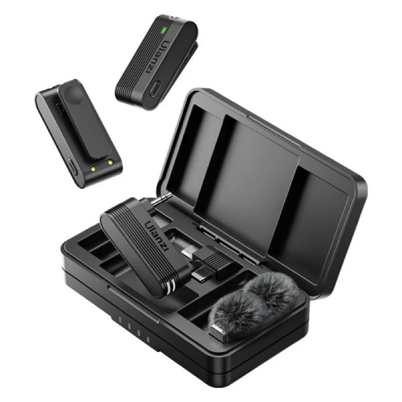 Microfone Lapela Ulanzi A100 Sem Fio Profissional 20M Áudio Vídeo para iPhone 15 Android Phone Camera