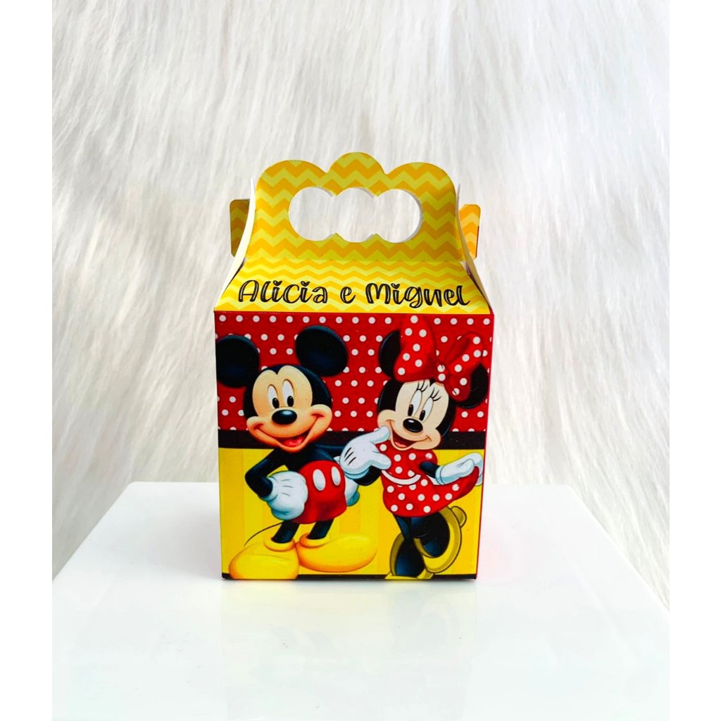 CAIXA MALETA PERSONALIZADA MICKEY E MINNIE PARA LEMBRANCINHA DE ANIVERSÁRIO INFANTIL