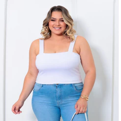 Cropped Plus Size - Cropped Top Alça Grossa Suplex - Moda Plus Size GG ao G3