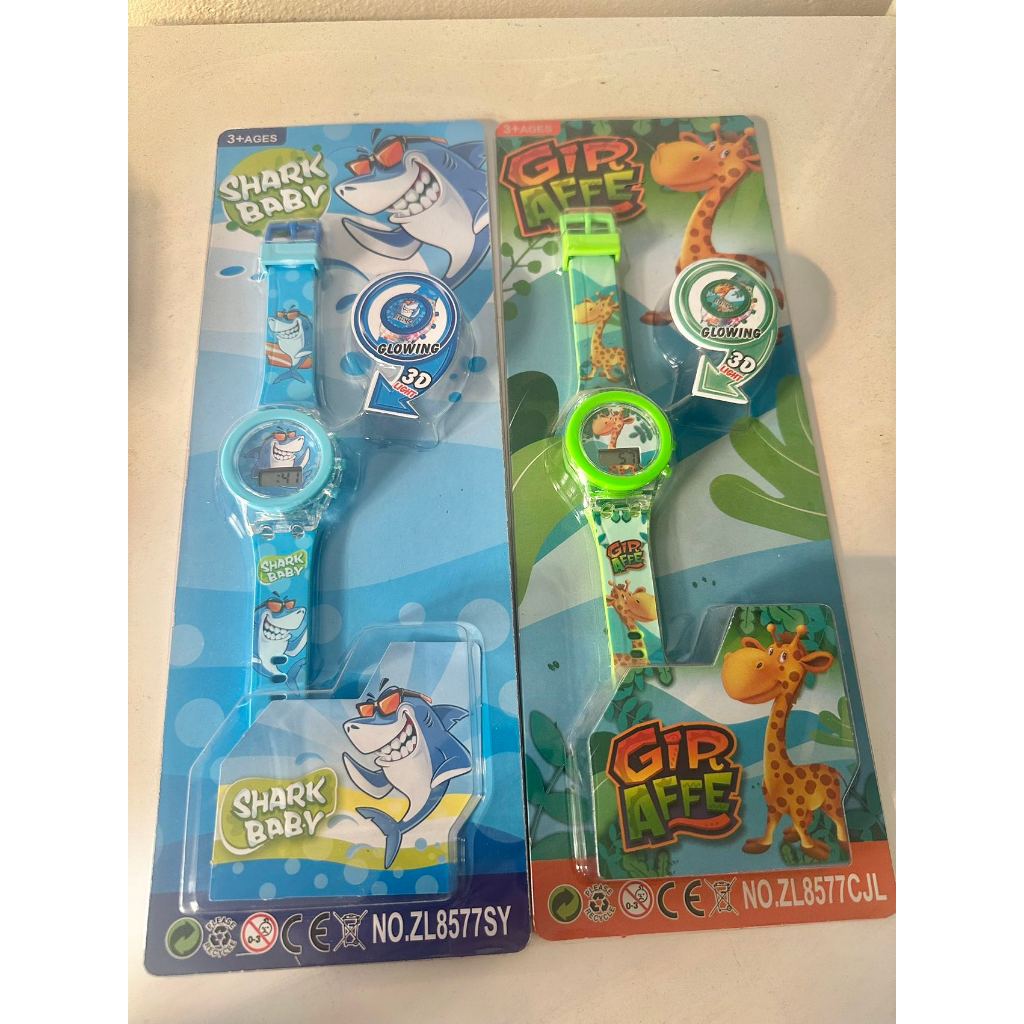 Relógio De Pulso Infantil Acende Luz SHARK BABY E GIRAFFE