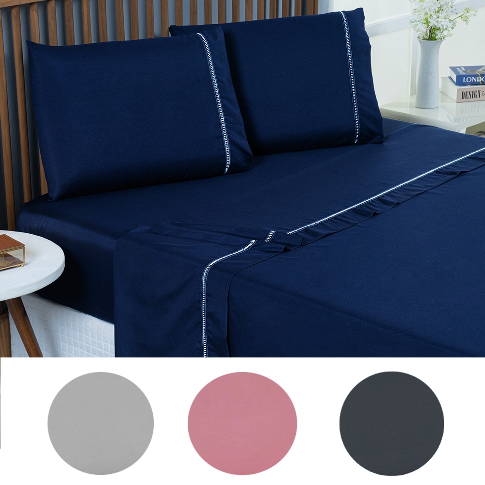 Kit Jogo de Lençol Casal Padrão 400 Fios 3 Peças Toque Macio / Jogo de Cama Cama Box