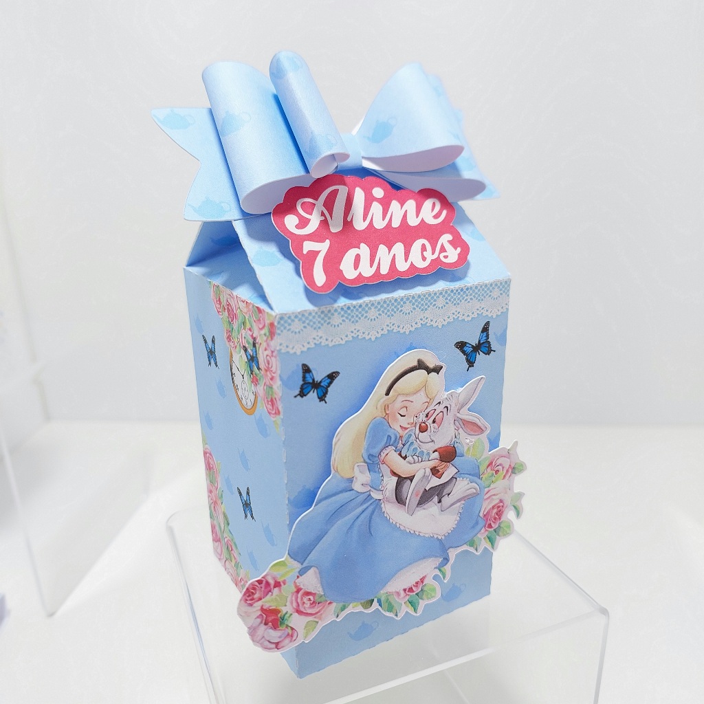 caixinhas Alice pais das maravilhas para aniversário lembrancinhas decoração mesa paper