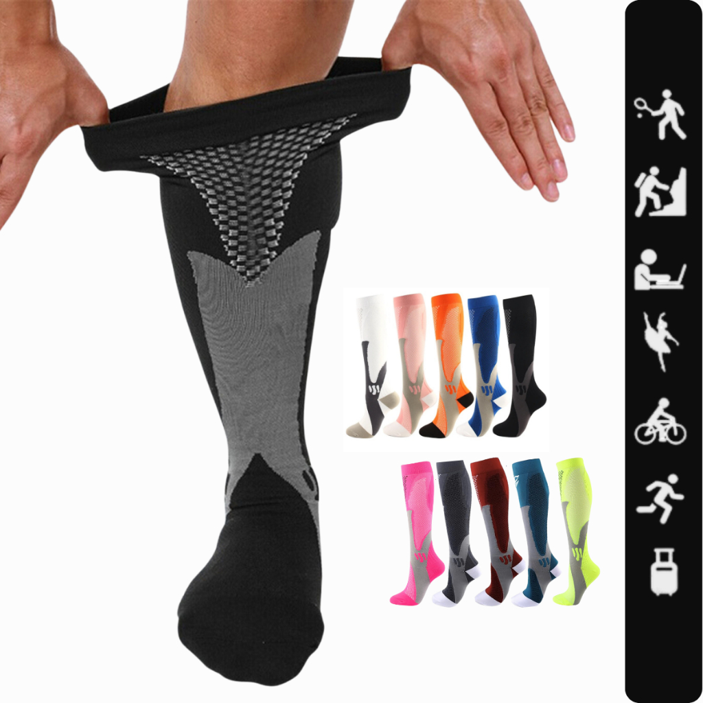 Meia de Alta Compressão Profissional Estimula Circulação Corrida Ciclismo Varizes 36 ao 43