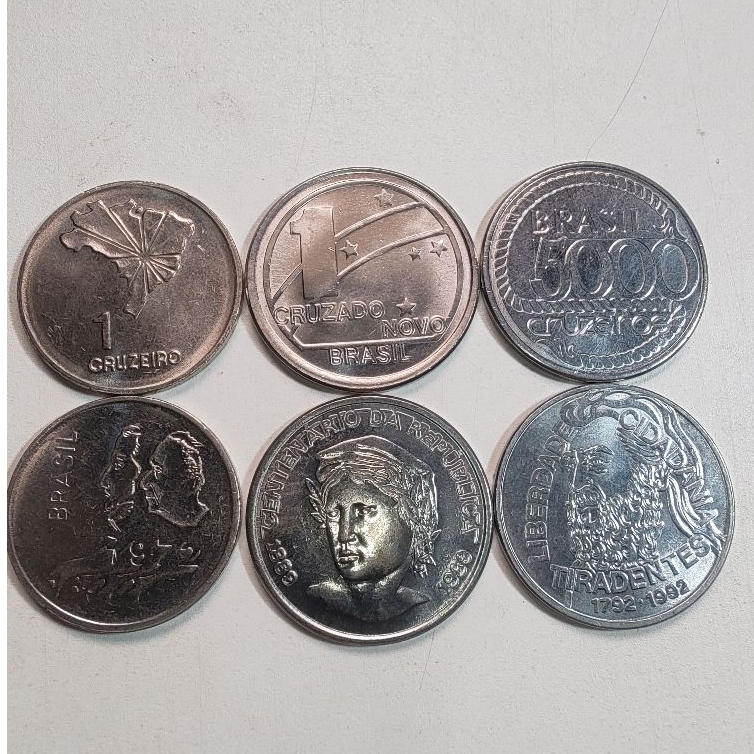 Trio Moedas Comemorativas (1972, 1989 e 1992) Sesquicentenário da Independência, Centenário da República e Bicentenário Morte Tiradentes