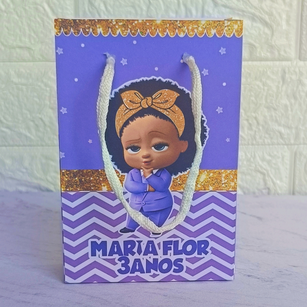 PEGUE E MONTE Sacolinha Personalizada Poderosa Chefinha Negra  Aniversário Festa Infantil Tamanho 10x15 cm
