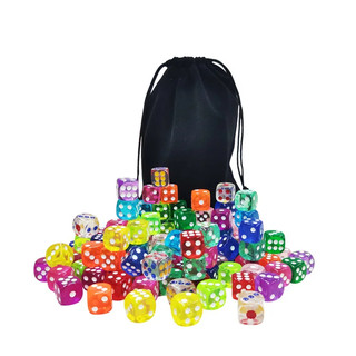Dado com 6 Lados D6 Colorido Transparente Pontas Arredondado Dado para Jogo Tabuleiro Presente RPG