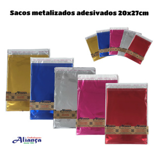 50 Sacos metalizados com adesivo para fechar em Oferta na Shopee