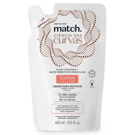 Refil Creme Para Pentear Cachos Match Ciência das Curvas 400ml - O BOTICÁRIO