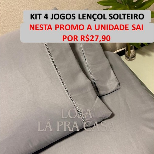 Kit 04 Jogos de Lençol Solteiro 2 Peças 400 Fios Roupa de Cama Solteiro Com Elastico E Ponto Palito