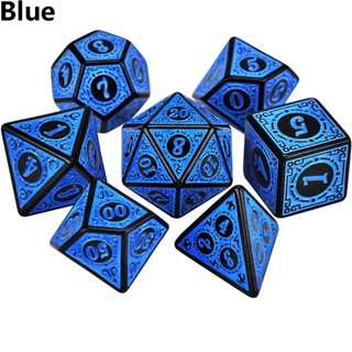 Kit 7 Dados Texturizado Azul RPG Conjunto Com D4 D6 D8 D10 D10% D12 D20 Tabuleiro Jogo Dado RPG