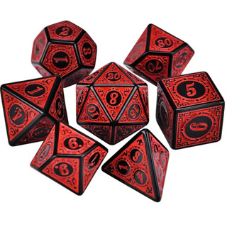 Kit 7 Dados Texturizado Vermelho RPG Conjunto Com D4 D6 D8 D10 D10% D12 D20 Tabuleiro Jogo Dado RPG