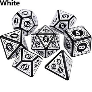 Kit 7 Dados Texturizado Branco RPG Conjunto Com D4 D6 D8 D10 D10% D12 D20 Tabuleiro Jogo Dado RPG