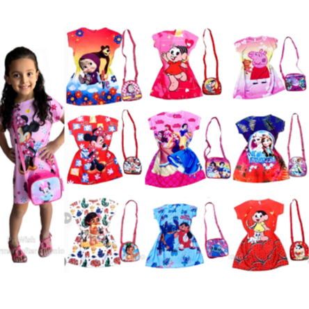 Kit Vestido + Bolsinha Menina ENVIO IMEDIATO em Oferta na Shopee