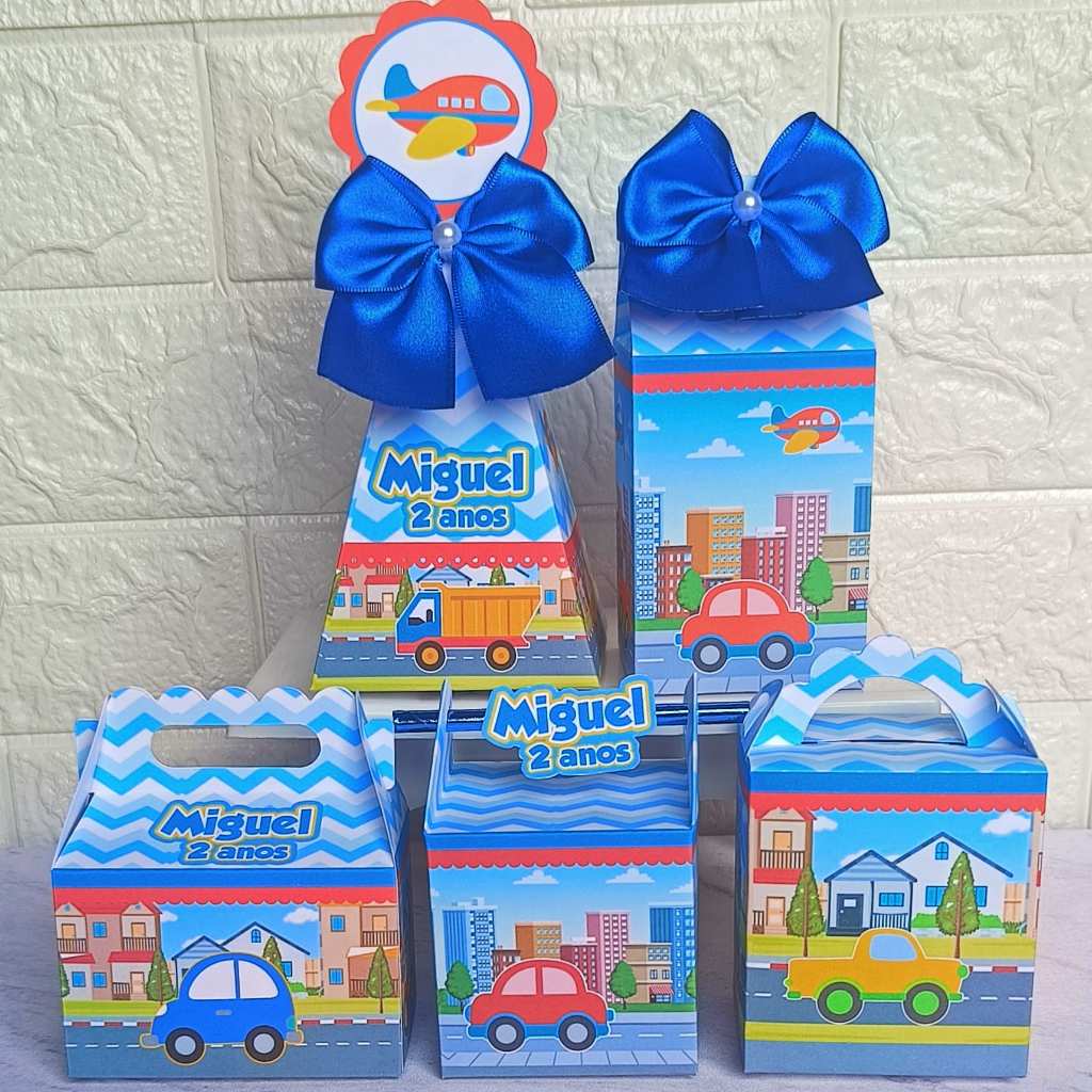 PEGUE E MONTE Kit Festa Caixas Personalizadas Carrinhos COLORIDOS  Lembrancinha Festa Infantil Caixinha Personalizados