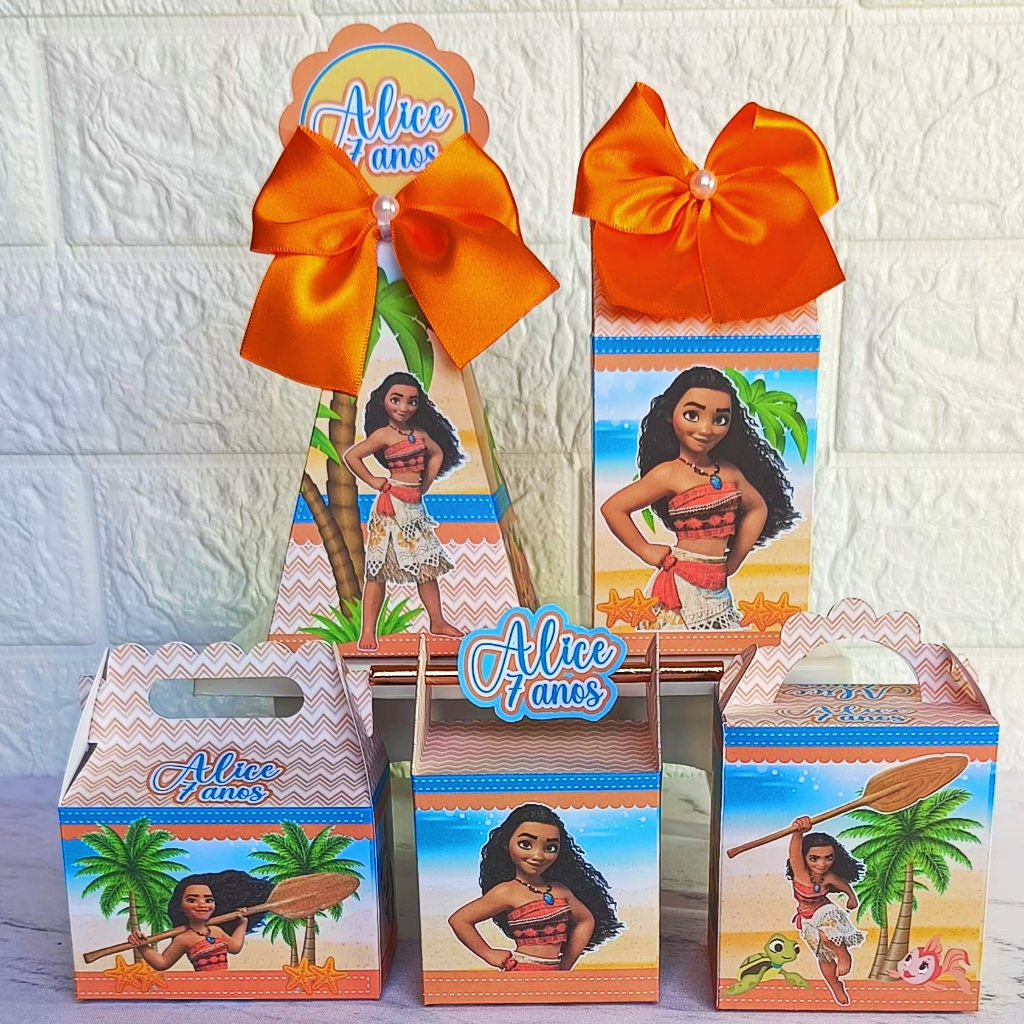 PEGUE E MONTE-Kit Caixas  caixinha Personalizadas Moana Lembrancinha Festa Infantil  Mimos Personalizados  Caixinha
