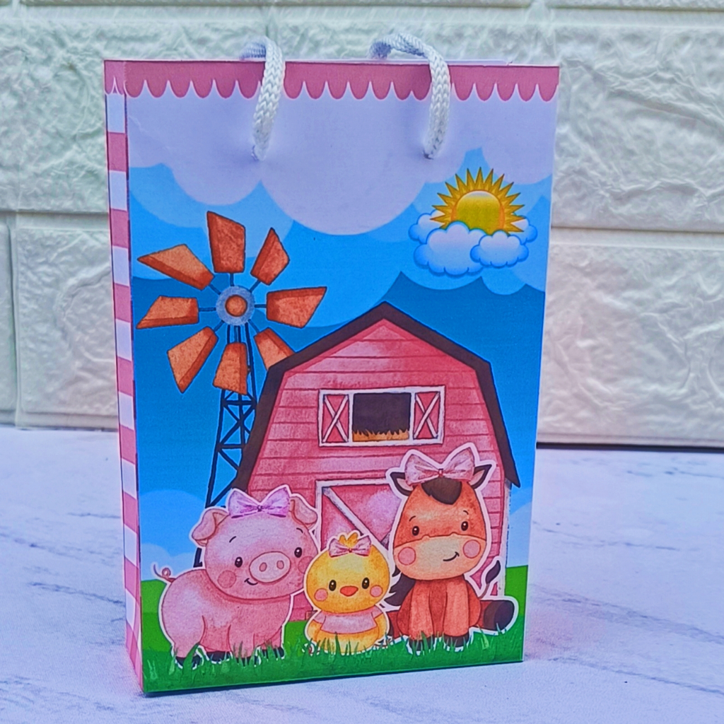 PEGUE E MONTE Sacolinha SURPRESA Personalizada Fazendinha Rosa Menina Lembrancinha Festa Infantil Sacola