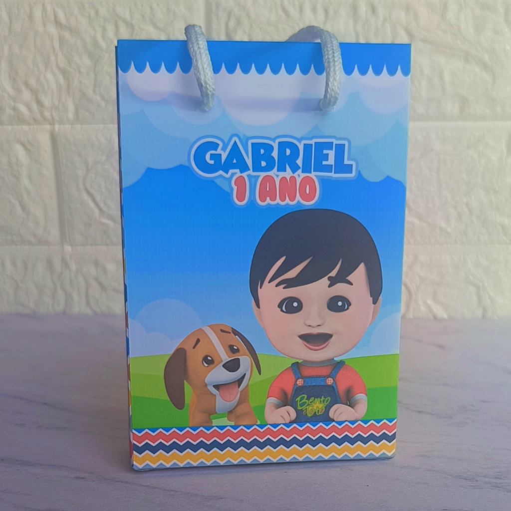 PEGUE E MONTE Sacolinha Personalizada Bento e Totó 10X15cm Lembrancinha Festa Infantil Sacola Surpresa Aniversário