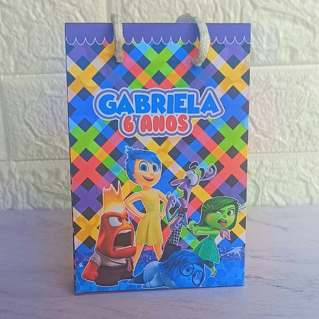 PEGUE E MONTE Sacolinha Personalizada Divertidamente Lembrancinha Festa Infantil Sacola Surpresa