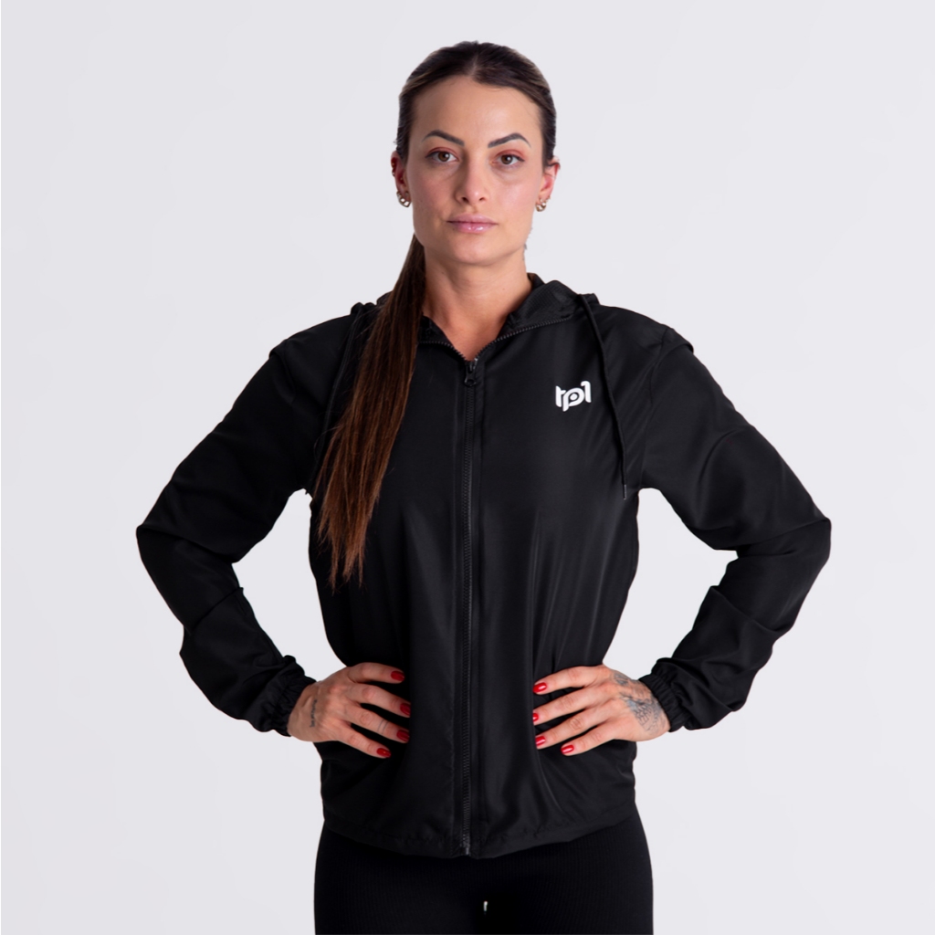 Jaqueta Corta Vento Feminino Leve Liso Capuz Impermeável com Bolsos Academia Atividades Físicas 2025