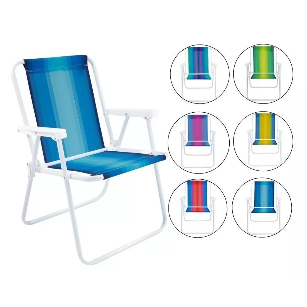 Kit Cadeira de Praia Alta em Aço 110 kg Cores Variadas Mor em Oferta na Shopee