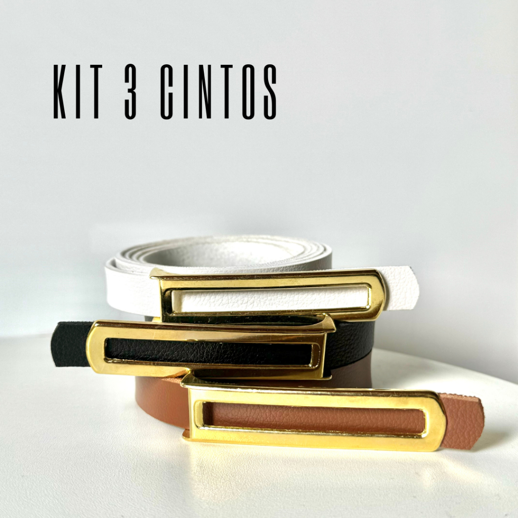 Kit 3 cinto feminino fino da moda em Oferta na Shopee